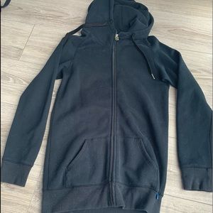 Long Black TNA Zip Up Hoodie